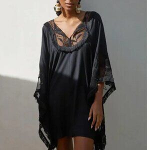 01 By Anthropologie Embroidered Cover-Up Dress Black NWOT XS/S